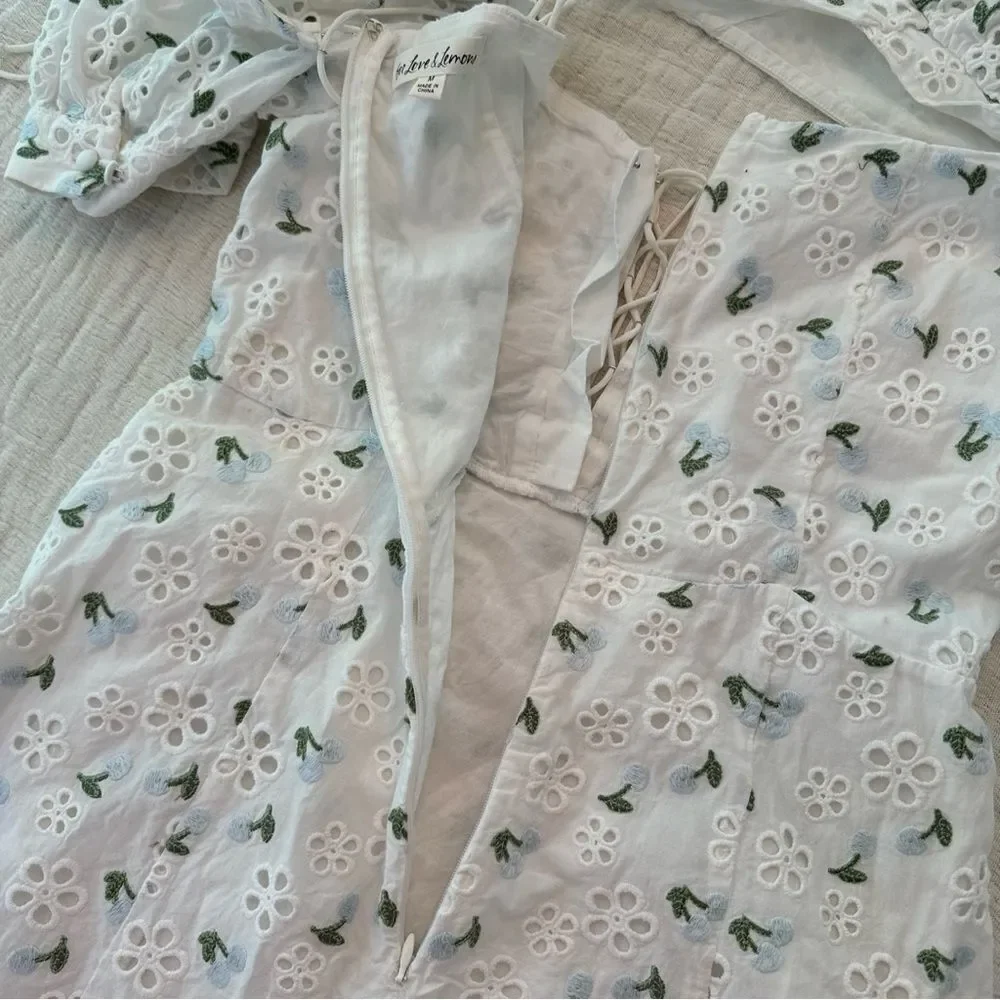 For Love and Lemons Wild Cherries Mini Dress Womens Size Medium *flaws